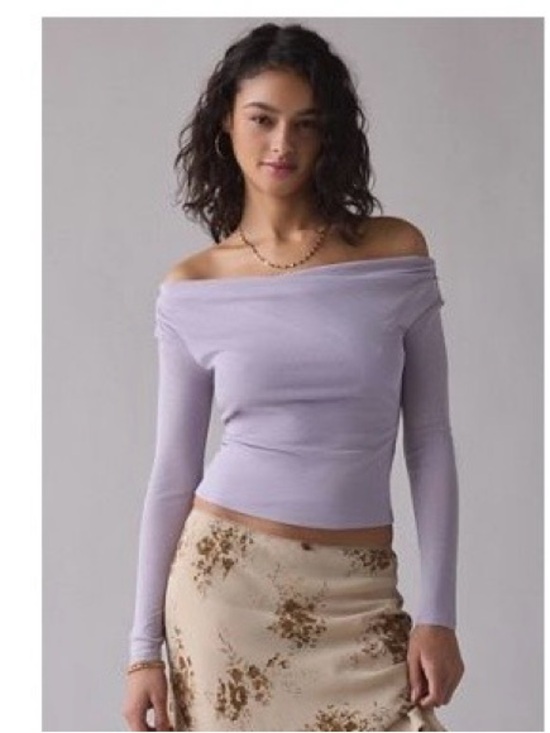 Urban Outfitters Tops - Urban Outfitters Fia Mesh Off the Shoulder Long Sleeve Top XL